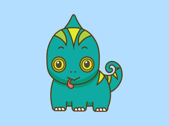 Adorable Kawaii Animal Chameleon Illustrations for Your Projects