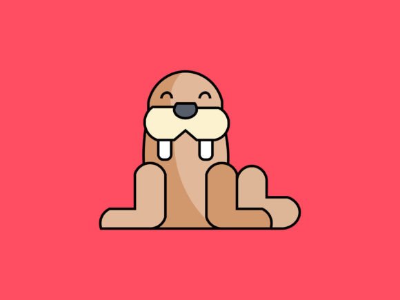 Adorable Kawaii Animal Walrus Icon: A Designer's Delight