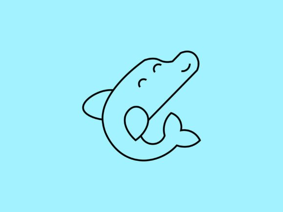 Bring Playful Charm to Projects with Kawaii Animal Dolphin Line Background