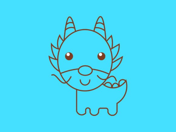 Charming Kawaii Animal Dragon Line Background Design