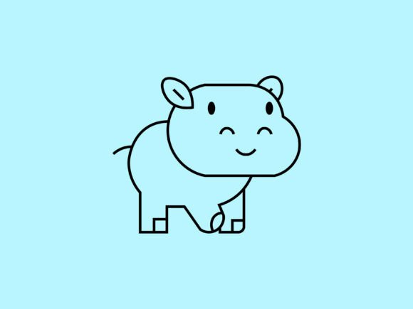 Charming Kawaii Animal Hippo Line Background for Creative Projects