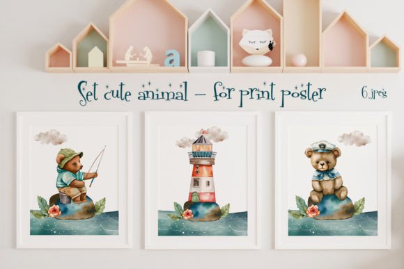 Charming Nursery Wall Art: Baby Set Cute Animal Posters