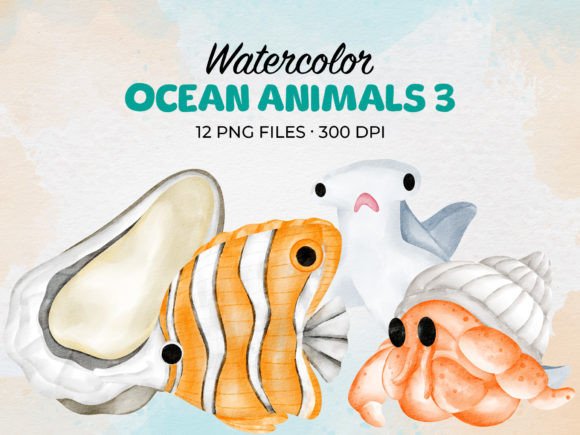 Charming Sea Life: Using Watercolor Cute Sea Animal 3 Clip Art