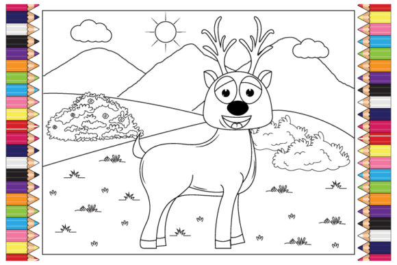 Coloring Deer Animal Cartoon for Kids: A Creative Design Asset