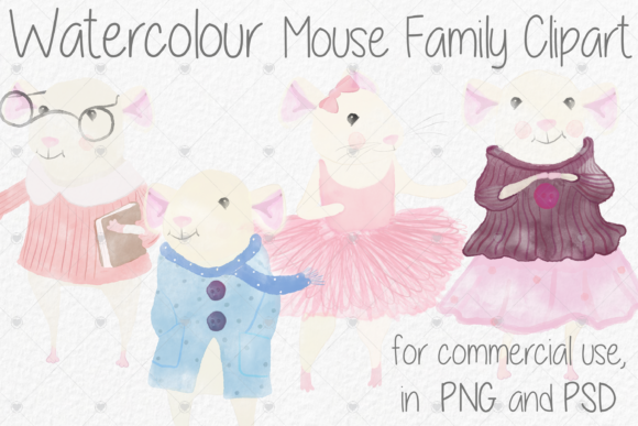 Crafting a Charming Mouse Family with Watercolour Clipart