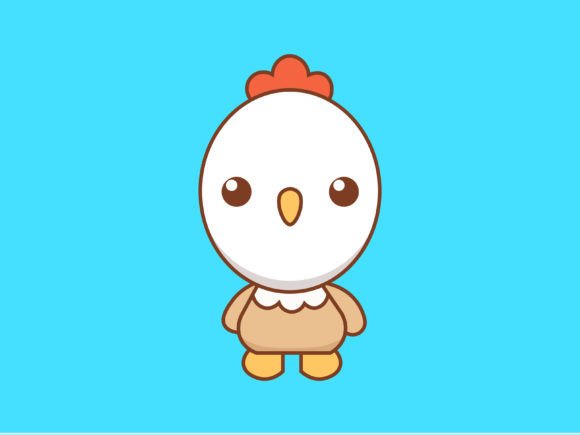 Kawaii Animal Chicken Icon: A Playful Asset for Creative Projects
