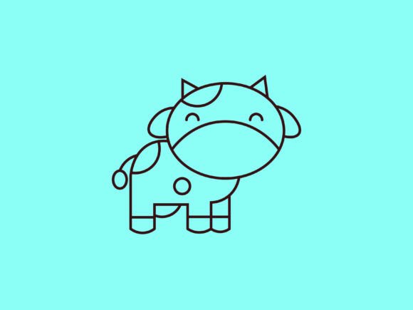 Kawaii Animal Cow Line Background: Adorable Design Asset