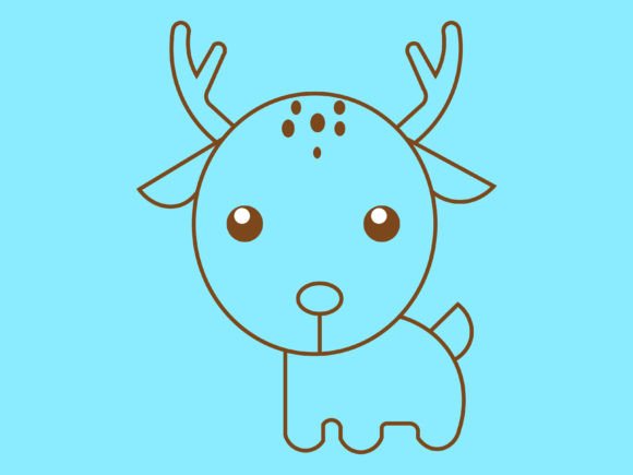 Kawaii Animal Deer Line Background for Creative Projects