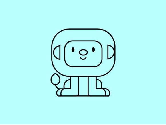 Kawaii Animal Lion Line Background: Design & Use