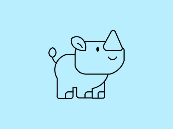 Kawaii Animal Rhino Line Background: A Whimsical Design Asset