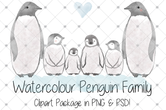 Penguin Clipart for Christmas: Watercolour Animal Designs
