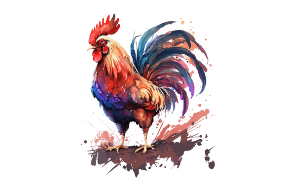 Rooster Farm Animal: A Watercolor Touch for Authentic Branding