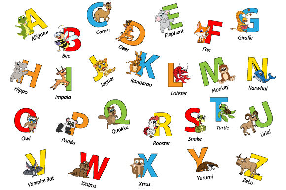 Uppercase with Cute Animal Character: A Playful Design Asset