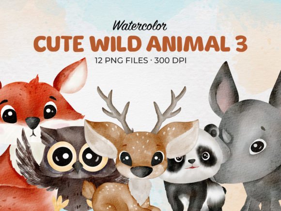 Watercolor Cute Animal Cartoon: A Charming Asset for Creative Projects
